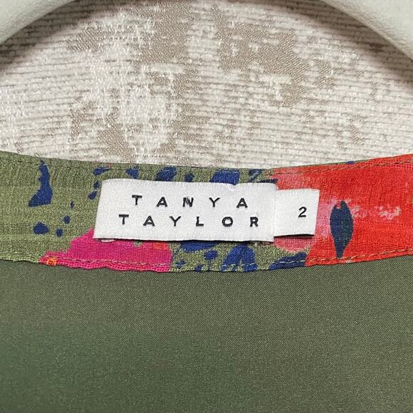 Tanya Taylor Rhett Floral Silk Dress in Green/Pink - Picture 3 of 5